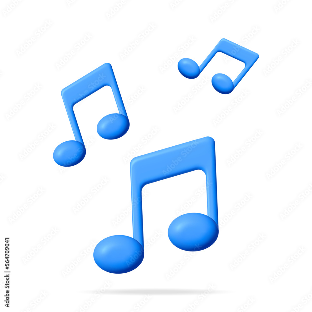 Poster 3d music note icon isolated on white. render button with music symbol. note realistic design in plas