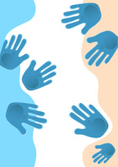 Fototapeta premium Abstract background, prints of children's palms. Vector