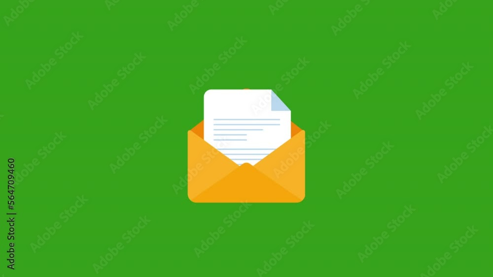 Poster envelope with documents motion animation concept.green background.