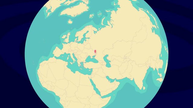 Zooming To Makiivka Location On Stylish World Globe