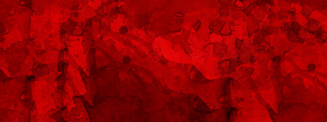 Black and red rock stone background. Red grunge textured stone wall background. Red watercolor ombre leaks and splashes texture on red watercolor paper background. Watercolor hand drawn illustration.