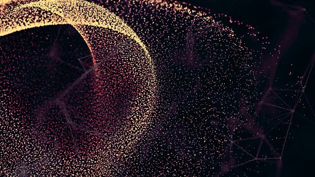 Plexus on black background with lines and dots movement
