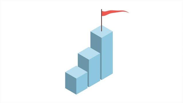 Career ladder in isometric style on a white background. Successful business concept. Flat isolated illustration. Video motion animation