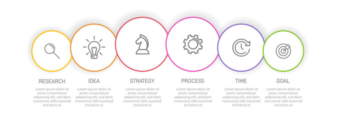 Vertical infographic design with icons and 6 options or steps. Thin line. Infographics business concept. Can be used for info graphics, flow charts, presentations, mobile web sites, printed materials.