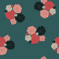 Pink, White, and Green Meadow Flower Bundles Textiles Surface Design Fashion Seamless Repeat Pattern Design Eps Vector