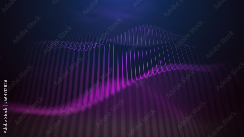 Poster futuristic musical wave of purple lines. digital data flow. the concept of big data. network connect