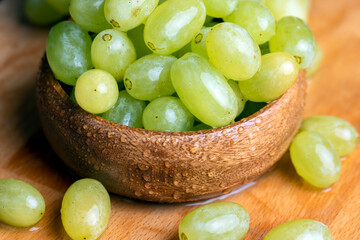 Fresh sweet green grapes, close up