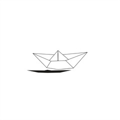 line art illustration of a folding paper boat with a monochrome shading