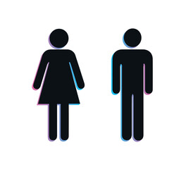 man and woman toilet signs, colorful restroom signs