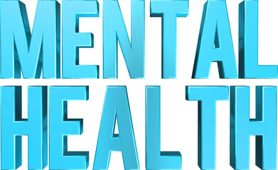 Mental Health 3D Render Blue Text