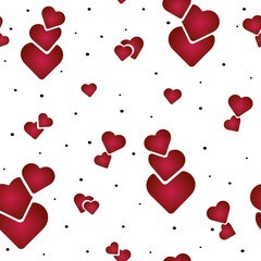 Valentine's Day print of hearts and polka dots. Seamless pattern with love motif. Packaging template, wrapping paper, textiles, bedding and wallpaper.