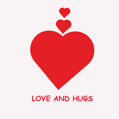 Red heart stickers illustrative heart shape for valentine's card
