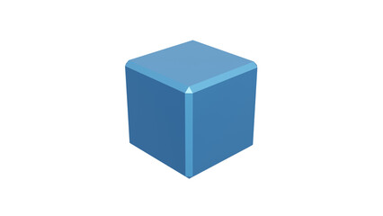 chamfer edge blue cube isolated on white, png transparent
