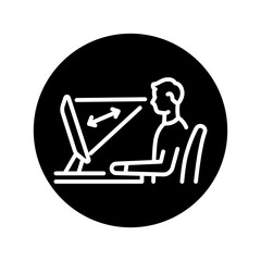 Correct distance to screen olor line icon. Pictogram for web page