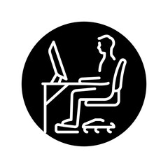 Correct sitting posture olor line icon. Pictogram for web page