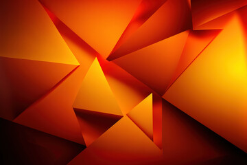Abstract background with orange color triangles and lines, generative ai