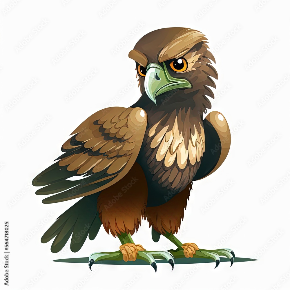 Poster a bird with a large beak and a long tail sitting on a branch with a white background and a shadow of