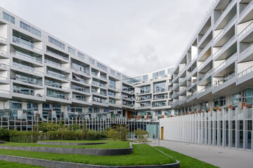 Outdoor exterior at 8 Tallet, 8 House, apartment building designed by Big Architect.
