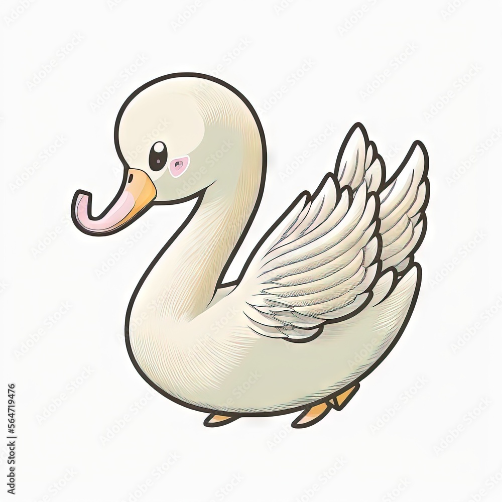 Poster a white duck with a pink beak and wings on its body and a pink nose and nose ring on its nose, with 