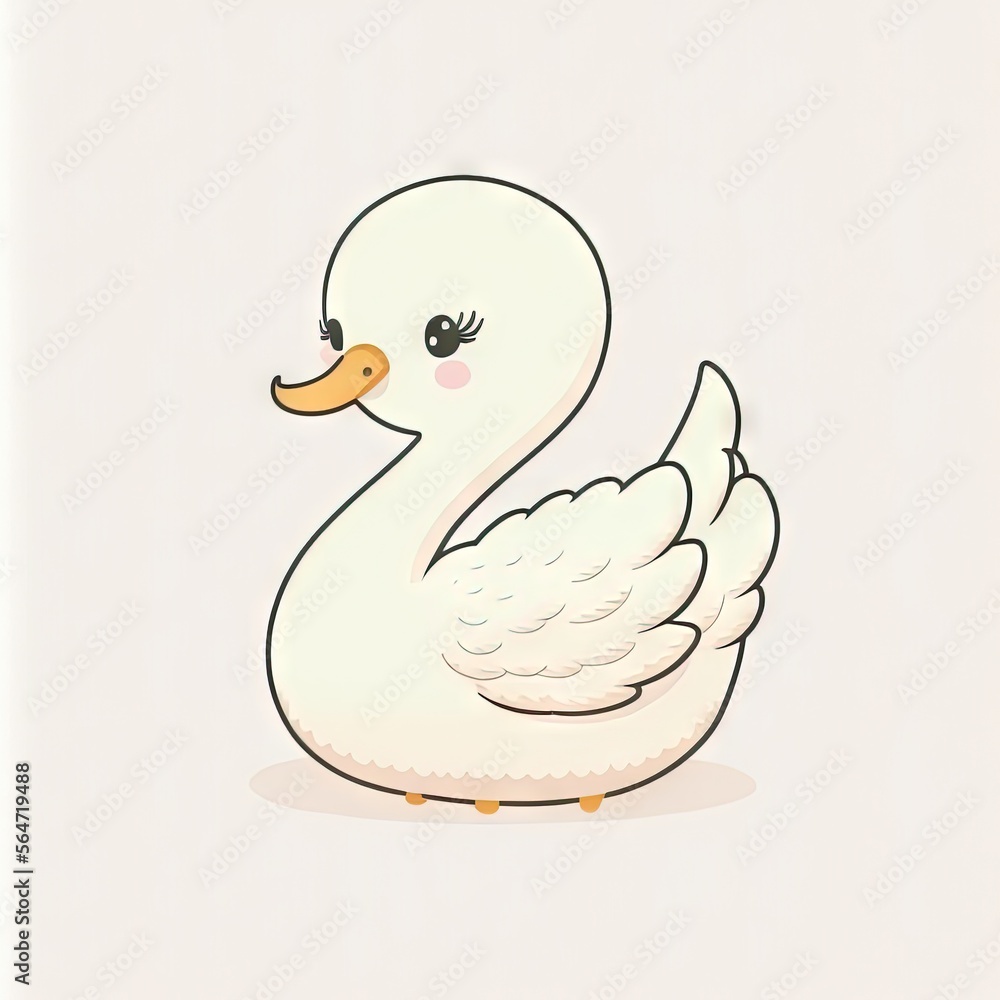 Aufkleber a white duck with a yellow beak and a brown nose is standing in front of a white background with a l