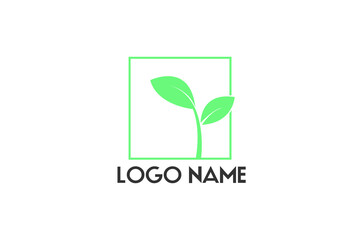 Green leaf logo in shapes. vector leaf, leaf with branch, tree growth, ecological sign, eco icon