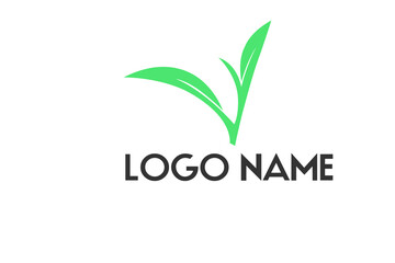 Green leaf logo in shapes. vector leaf, leaf with branch, tree growth, ecological sign, eco icon