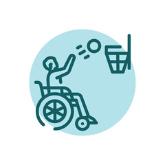Disabled game basketball  color line icon. Disability. Isolated vector element.