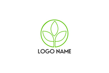 Green leaf logo in shapes. vector leaf, leaf with branch, tree growth, ecological sign, eco icon