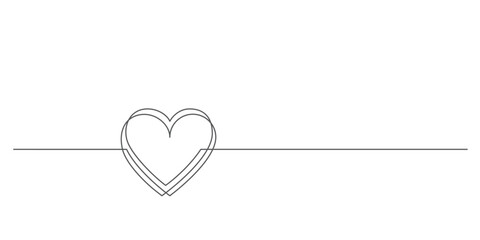 heart decorative line art vector illustration. continuous line drawing minimalism style