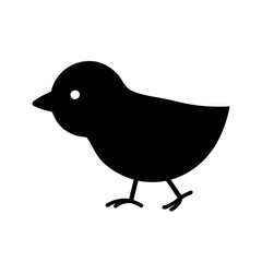Silhouette of chick. Walking chicken. Isolated element. Vector.