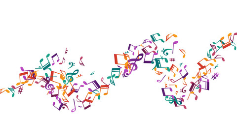 Musical notes cartoon vector pattern. Symphony