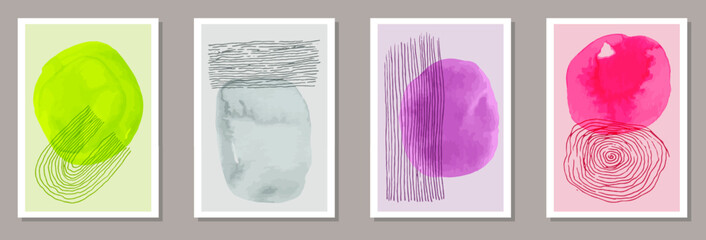 Watercolor contemporary postcards vector