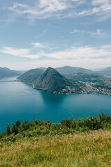 Beautiful lake and mountain view from the top of Monte Br&egrave;