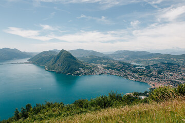 Fototapeta premium Beautiful lake and mountain view from the top of Monte Brè