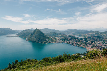 Beautiful lake and mountain view from the top of Monte Brè