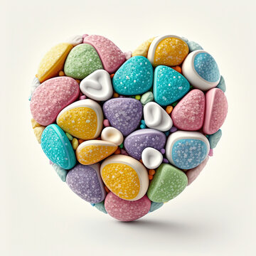 A heart made of hard candy. Generative image, AI Art 