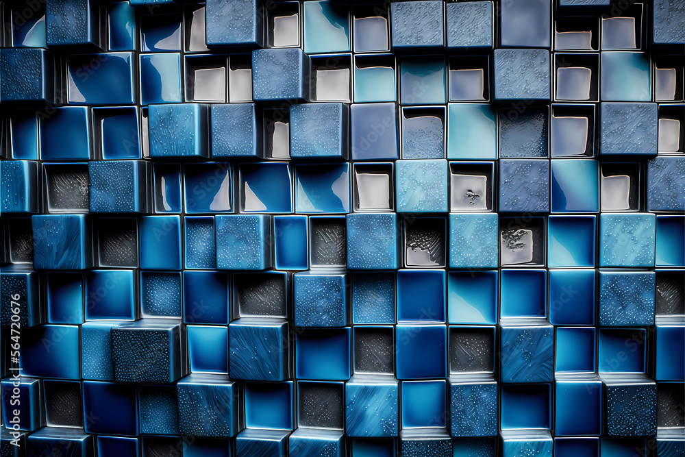 Poster abstract blue background with squares. generative ai