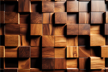 wooden background with tiles. Generative AI