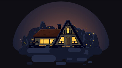 Fototapeta na wymiar Night house illustration