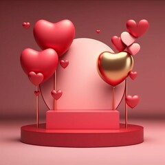 valentines day romantic background with hearts created with generative AI technology
