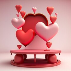 valentines day romantic background with hearts created with generative AI technology