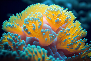 close up of an anemone in the deep sea, created with generative ai