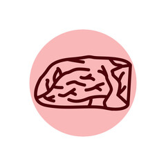 Roast beef color line icon. Cutting meat.