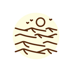 Desert black line icon. Nature landscape. Pictogram for web page.