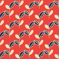 Seamless pattern with exotic leaves. Print for textile, wallpaper, covers, surface. For fashion fabric. Retro stylization.
