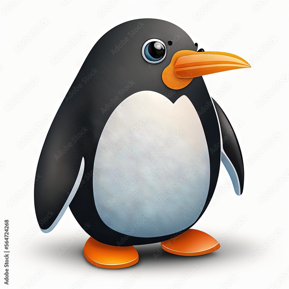 Poster a penguin with a big beak and a white background is shown in this image, it is a cartoon character w