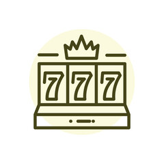 777 black line icon. Casino game.