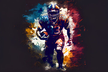 Fototapeta premium 3D render of American football player, athlete sportsman on abstract background.