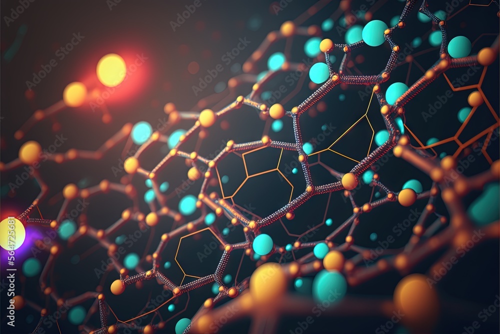 Poster a close up of a structure with many balls and chains on it, and a red light in the background, with 
