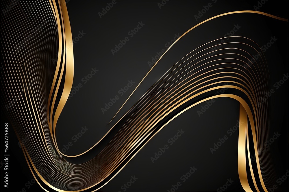 Aufkleber a gold wavy design on a black background with a black background and a gold stripe on the bottom of 